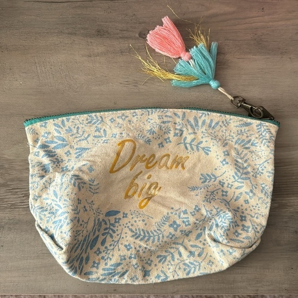 Canvas Makeup Bag with Colorful Tassel and Phrase (2 Styles Available) - Picture 2 of 4